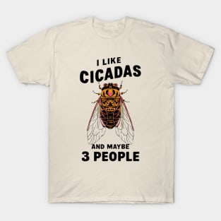 Cicada Illinois I Like Cicadas 2024 Brood XIII XIX Gift For Insect Enthusiast Maybe 3 People T-Shirt